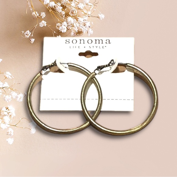 Sonoma Life + Style Gold Plated Hoop Earrings | NWT | click-it backs, simple - Picture 3 of 3